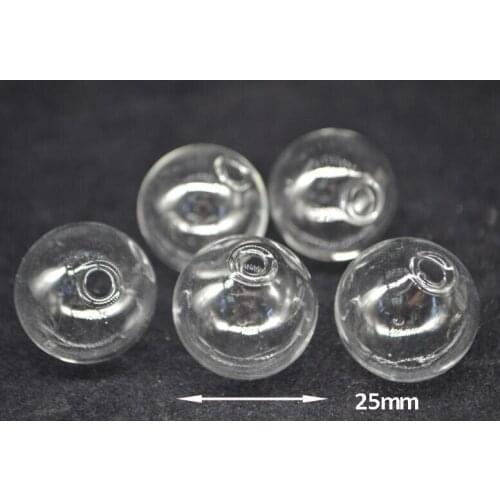 100pcs/lot 25*4mm hanging crystal Mini Lightbulb glass globe bubble, round ball wishing glass bottle, vial pendant necklace