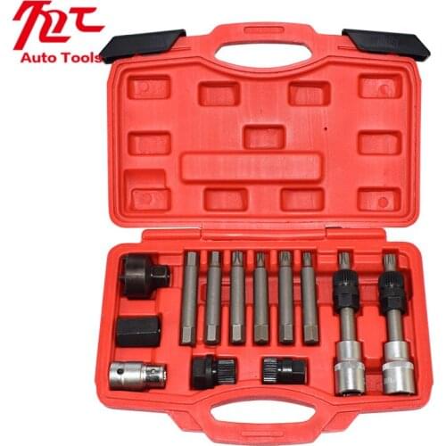 13 Pcs Alternator Freewheel Pulley Removal Engine Auto Tool Set For Mercedes Benz BMW