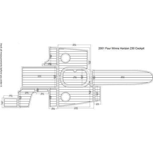 2001 Four Winns Horizon 230 Cockpit Pad Boat EVA Teak Decking 1/4" 6mm