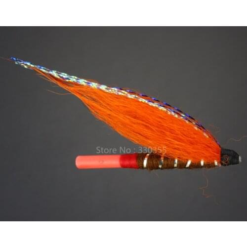 Tube Fly Brown/Orange Salmon And Sea Trout Fly Fishing Flies Lures 100 Pcs