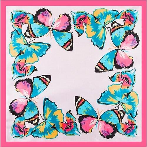 60cm*60cm 2017 high quality spring new arrival butterfly elegant woman silk scarf gift for lady small square scarf