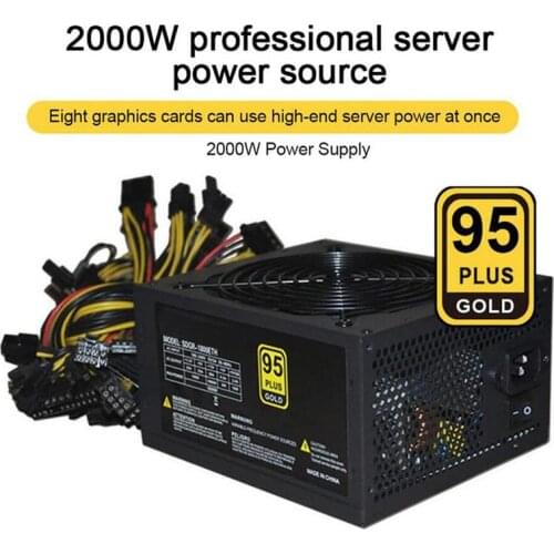 1800/2000/2400W Rated Miner Power Supply 95% High Efficiency AC 180-260V ATX Mining Power Source Support 8 CPU Card Max Up 2600w