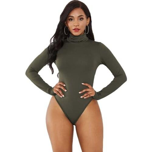 2021 Spring Women Sexy Bodysuit Sping Fashion Casual Bodycon Solid Turtleneck Bodysuits Body Tops For Women Female