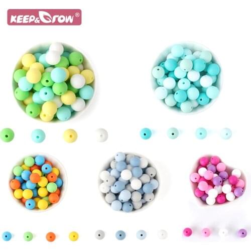Keep&Grow Baby Silicone 12MM Round Beads 20pcs Baby Teethers Toys Oral Care Products Food Grade Silicone DIY Pacifier Chains