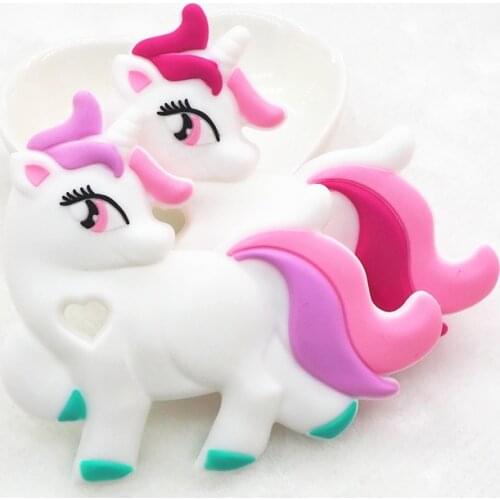 Chenkai 50PCS BPA Free DIY Baby Shower Pacifier Dummy Teether Sensory Toy Accessories Silicone Unicorn Teether