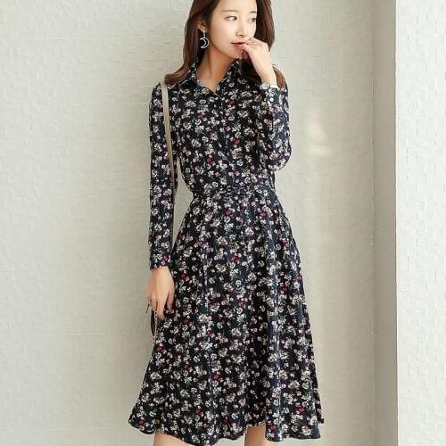 Black Printed Floral Dress Womenspring Plus Size Ruffles Dresses Womens Slim Autumn Long Sleeve Casual Dress For Women 2xl
