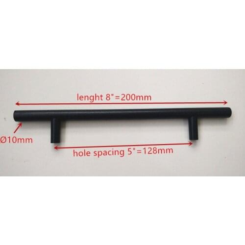 Diameter 10mm,Length:200mm) 8" Matt Black Furniture Hardware Kitchen Cabinet Handle, Bar Pull Handle Stainless Steel T Handles