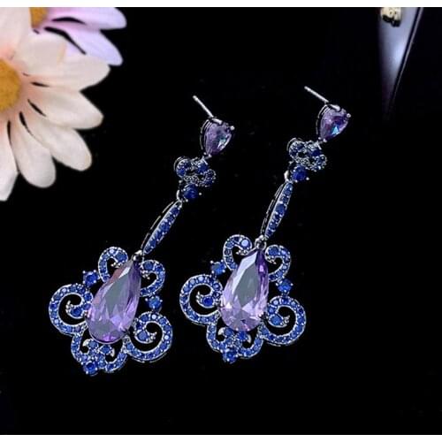 EYER Wholesale Fashion Micro Pave Cubic Zirconia Drop Earrings Temperament Shining Pendant Accessories For Women Party Jewelry