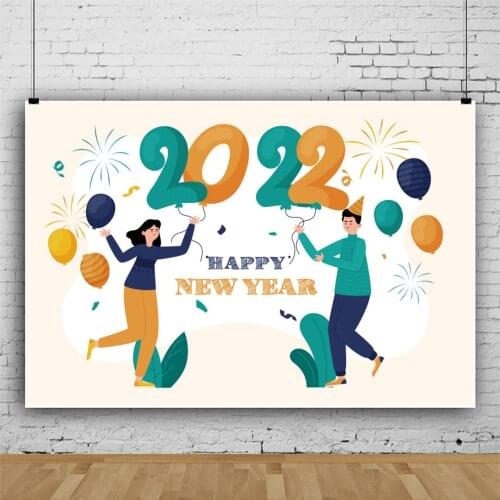 Happy New Year Backdrop Photo Welcome 2022 Family Reunion Celebration Party Cartoon Backgrounds Studio Prop Banner Decoration