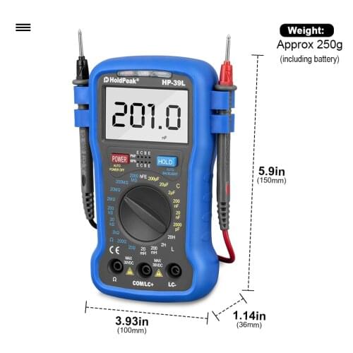 HoldPeak HP-39L Digital Multimeter AC/DC Ammeter LCR Meter Testers Professional Multimetro Resistance Capacitance hFE Tester