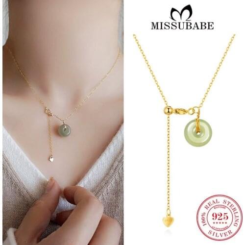 Fine Necklaces Real S925 Sterling Silver Jade Clavicle Chain Trendy New Fashion High Quality Jewelry For Women Girls Ladies