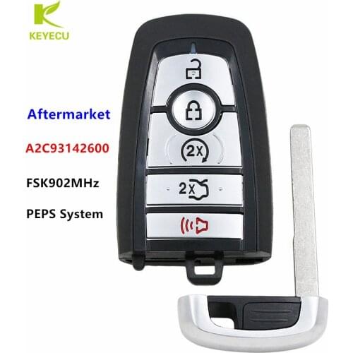 KEYECU Replacement 5 Button Smart Remote Key FSK 902mhz ID49 for Ford Edge Fusion Expedition Explorer M3N-A2C93142600,164-8149