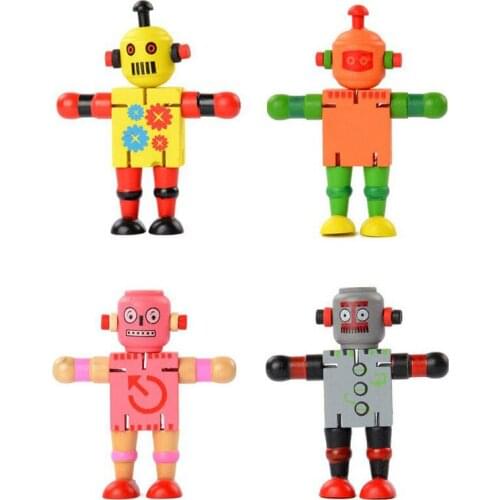 New Creative Wooden Robot Shaped Assembling Transformation Blocks Kids DIY Intelligence Training Educational Toys Christmas Gift