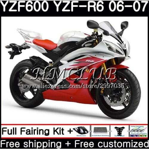 Body For YAMAHA YZF R 6 YZF 600 YZF-600 YZF R6 2006 2007 Silvery red Frame 16HC.10 YZF-R6 06 07 YZF600 YZFR6 06 07 Fairing Kit