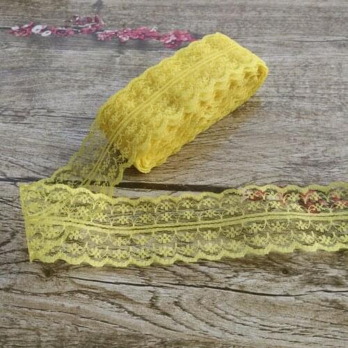 Beautiful! 10 yards 45mm Yellow net embroidery lace Bilateral DIY jewelry, clothing, wedding, floral accessories
