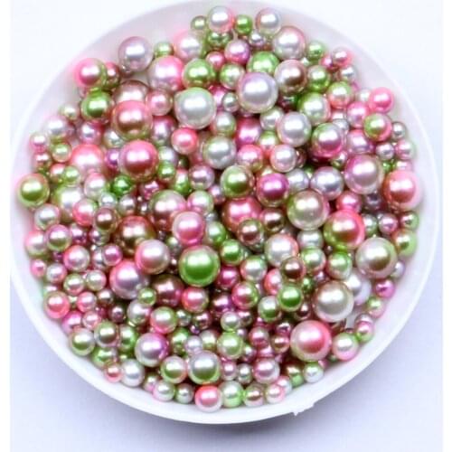 No Hole Round Pearls RainBow Color 4mm 10000pcs Imitation Pearls Craft Wedding Dresses DIY Jewelry Nail Art Decorations