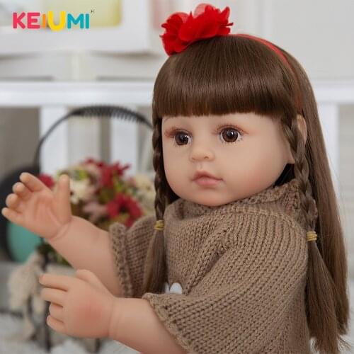 KEIUMI Beautiful Long Straight Hair Reborn Baby Doll Fast Delivery Accessories Free Baby Girl For Collection Toy