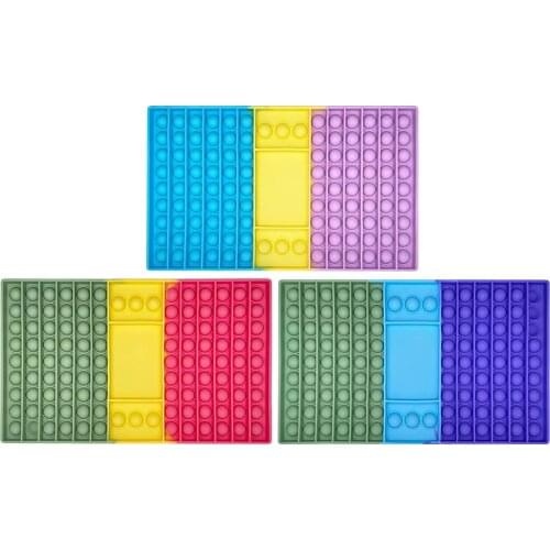 Square Checkerboard Tricolor Push Bubble Fingertip Toys Anti-Stress Stress Reliever Squeeze Crafts Adults Kids Sensory Toys#20
