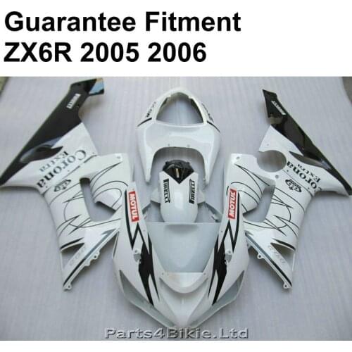 Hot sale fairings for Kawasaki ZX6R 2005 2006 white black fairing kit Ninja ZX 6R 636 05 06 injection molded YY06