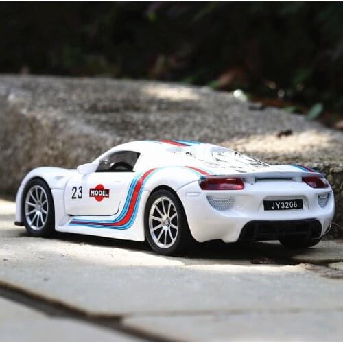 New 1:32 Porsche Martini 918S Alloy Sports Car Model Diecast Metal Toy Car Model Simulation Sound Light Collection Children Gift