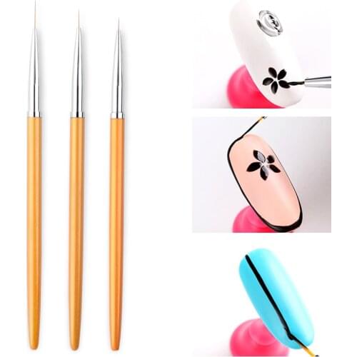 3Pcs/set Gold Nail Art Lines Painting Pen Brush Professional High Quality UV Gel Polish Tips 3D Design Manicure Drawing Tool Kit