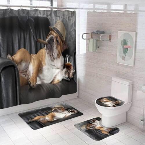 Home Decor Waterproof Shower Curtain Set with 12 Hooks Toilet Covers Bath Mat Bathroom Non-slip Rug Polyester Fabric Washable