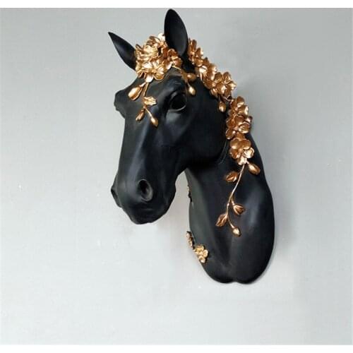 34 CM NORDIC 3D HORSE HEAD STATUE ANIMAL WALL DECORATION RESIN ART&CRAFT HORSE WALL HANGING SCULPTURE HOME DECORATIONS R2379