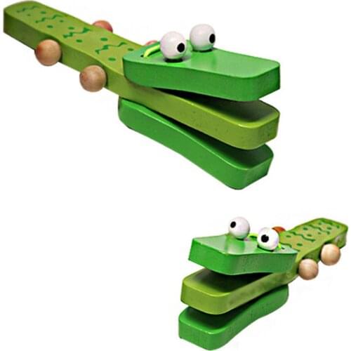 Orff world Crocodile Shape Wooden Castanet Baby Musical Instrument Cartoon Baby Musical Educational Instrument Toy Rattle Toy