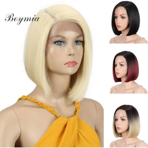 Boymia Lace Front Wigs For Black Women Bob Wigs For White Women Synthetic Hair Natural Straight Lace Heat Resistant Fibers Half