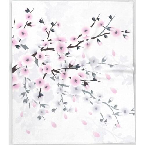 Cherry Blossom Throw Blanket Portable Soft Picnic Blanket Warm Sofa Bed Sheets Flannel Blanket for Bed