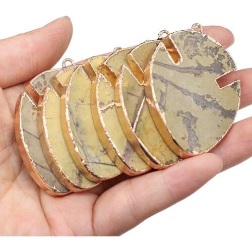 Leaf Shaped Semi-precious Pendant Charms For DIY Necklace Handiwork Sewing Craft Jewelry Accessory Making