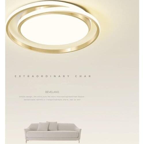 Ceilling lampRoom lamp Nordic light luxury golden round simple modern ceiling lamp fashionable atmosphere LED study bedroom lamp