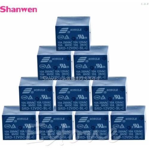 New High Quality 10 PCS 5 Pins RELAY DC 12V Coil Power Relay PCB 10A 30VDC M12 dropship