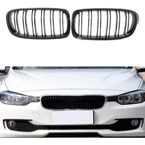 1Pair Glossy Black Racing Kidney Grilles 51130054493 51130054494 51137263482 for BMW 3 Series F30 F35 2012-2016