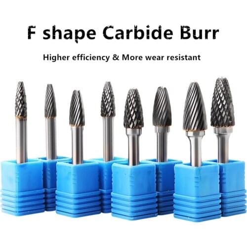 YG8 F Style Tungsten Carbide Burr Tree Radius End Shape Double Cut Rotary File with 6mm Shank dia For Metal Polishing Tool