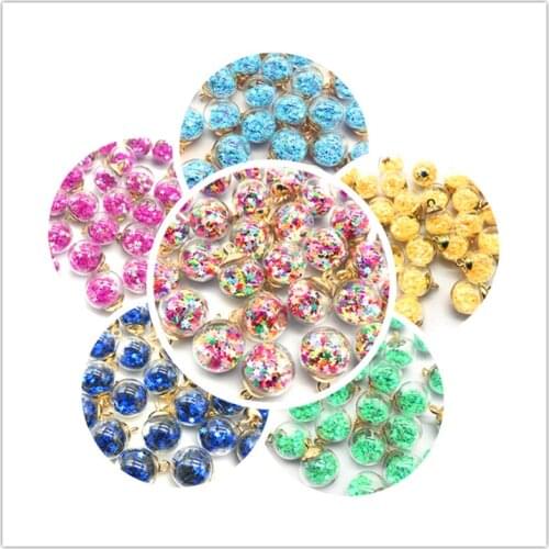 10pcs 16mm Colorful Transparent Glass Ball Star Charms Pendant Finding For Jewelry Making Hair Accessories Earring Charms