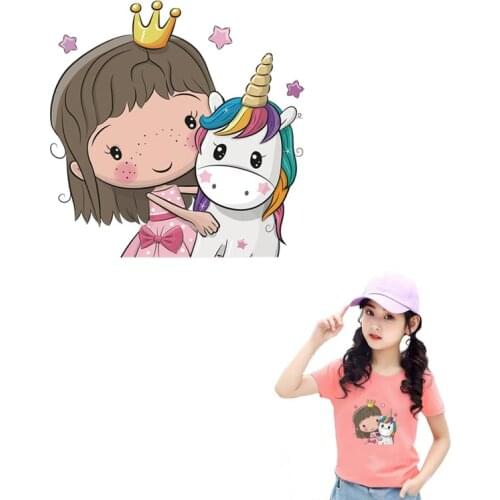 Pretty Little Princess Iron On Transfer For Kid Clothing DIY Washable Thermal Sticker Cute Animals On T-shirt Patches Wholesale