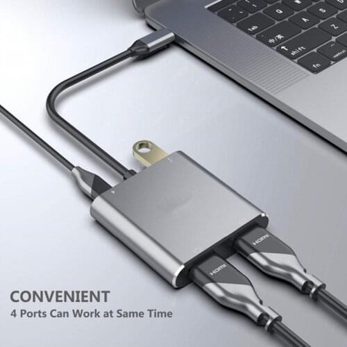 Type-C HD MI-compatible 4K USB C To Dual HD MI USB3.0 PD Charge Port USB-C Converter Cable For MacBook Samsung Dex Galaxy S10/S9