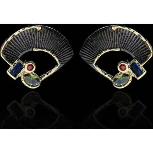 Retro punk style copper black gold-plated earrings simple fan-shaped ladies jewelry gift wedding party engagement Earring