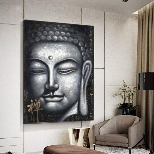 Vintage Sliver Buddha Oil Cnavas Painting Print Art Prints Chinese Style Buddhism Canvas Wall Art Prints Pictures Home Decoratio