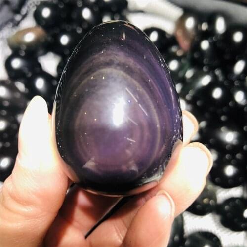 High Quality Natural Rainbow Hand Carved Obsidian Yoni Egg Mineral Reiki Healing Gemstone