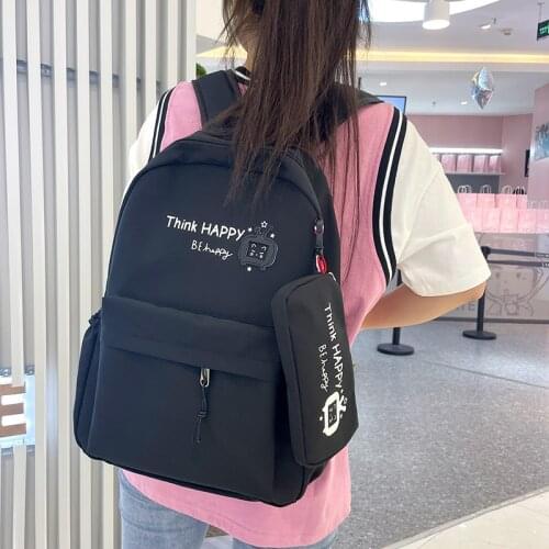 Japanese kawaii fashion womens backpack Pure color casual student schoolbag Waterproof large-capacity travel bag