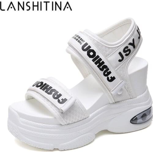 New Arrival 2020 Summer Platform Sandals Women 10 CM Wedges Thick Bottom Casual Shoes Comfortable White Black Sandals Sneakers