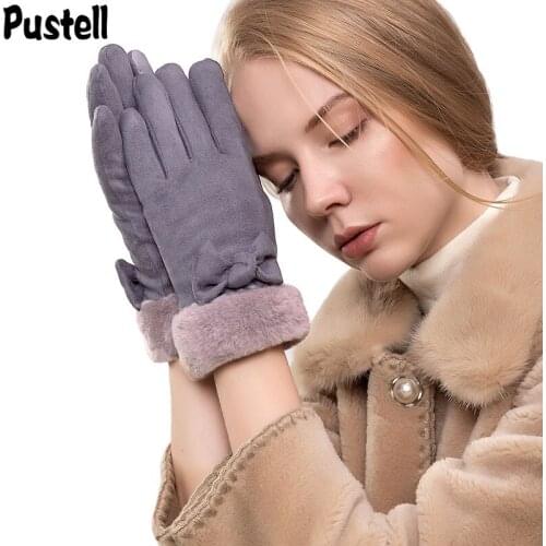 Women Winter Gloves Suede Warm Thick Velvet Lady Full Finger Gloves Touch Screen Windproof Autumn Outdoor Bicycle Female Gloves