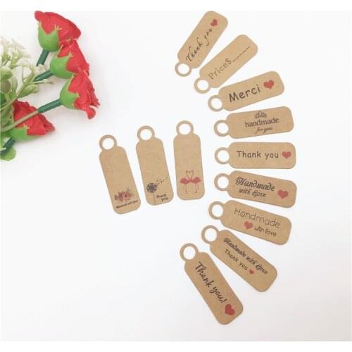 100 pcs 4.5x1.5cm Mini cute little hanging card DIY retro kraft paper label wedding notes card gift/cake/flower price label
