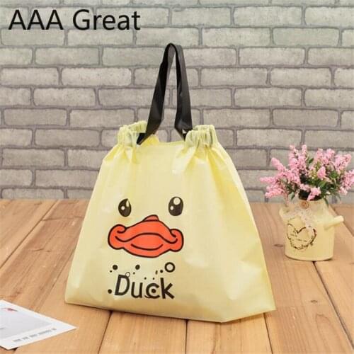 50pcs/Lot Carry Out Bags Retail Supermarket Grocery Shopping Plastic Bags With Handle Food Packaging Clothes Shoe Gift