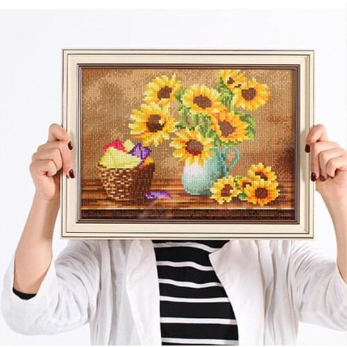 5D Needlework sunflower DIY square full Diamond Embroidery mosaic Cross Stitch home decoration pasted painting