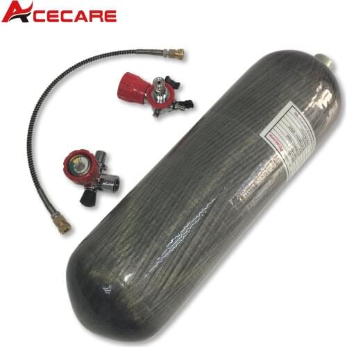 AC3680 6.8L Pcp Air Gun 4500psi Compressed M18*1.5 Cylinder Underwater Gun Bottles Red Valve Filling Station Scuba Cylinder