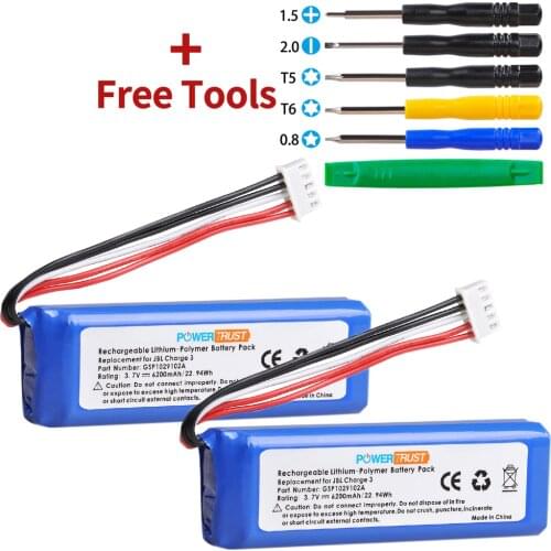 PowerTrust Battery for JBL Charge 3 GSP1029102A Bluetooth Speaker Battery 6200mAh with Tools