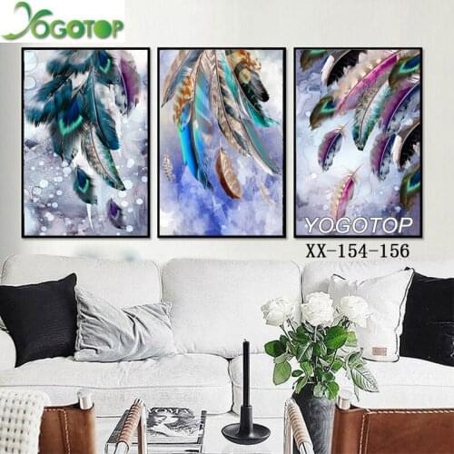 Diamond Embroidery 5D DIY Diamond Painting Feathers Peacock Beautiful Animals Wall Art Full mosaic picture triptych 3pcs ML1196